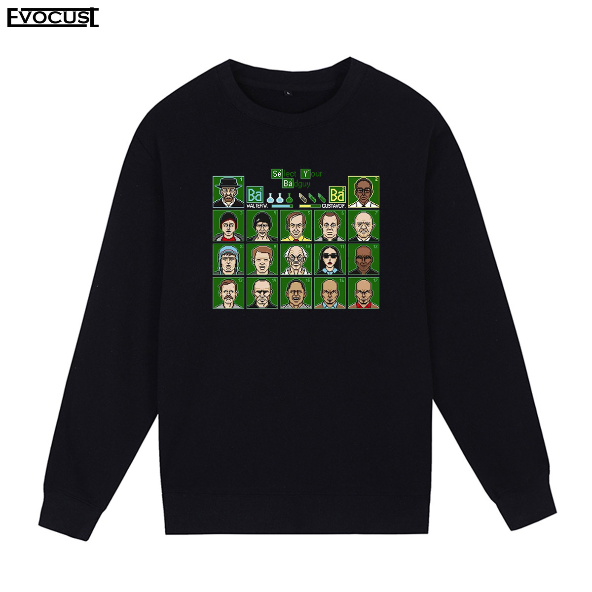 Breaking Bad绝命毒师美剧像素风海森堡老白卡通动漫男女圆领卫衣