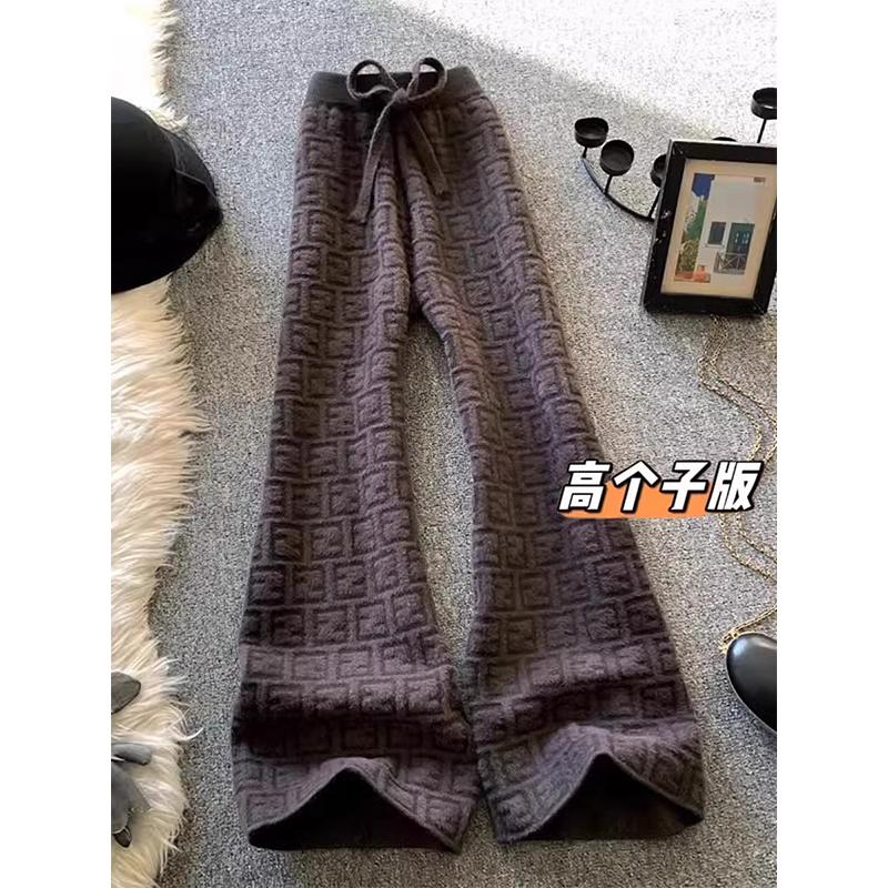 松印花垂感直筒休闲长裤子