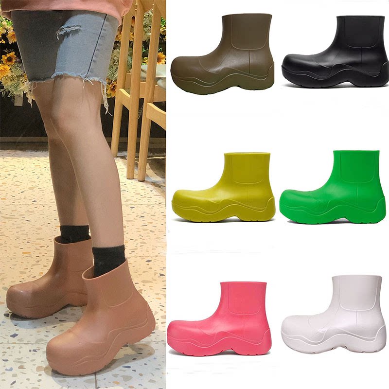 特价清创哑光真皮垫脚外穿百搭雨靴子厚底内增高大头鞋筒短切尔西