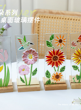 创意花朵系列桌面摆饰玻璃客厅摆件家居向日葵玫瑰装饰品植物盆景