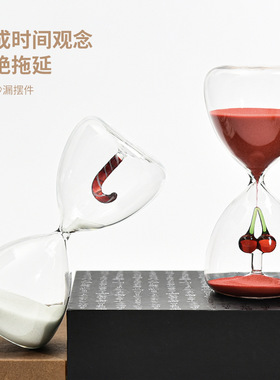 创意15分钟红樱桃沙漏计时器圣诞糖果玻璃沙漏家居装饰摆件