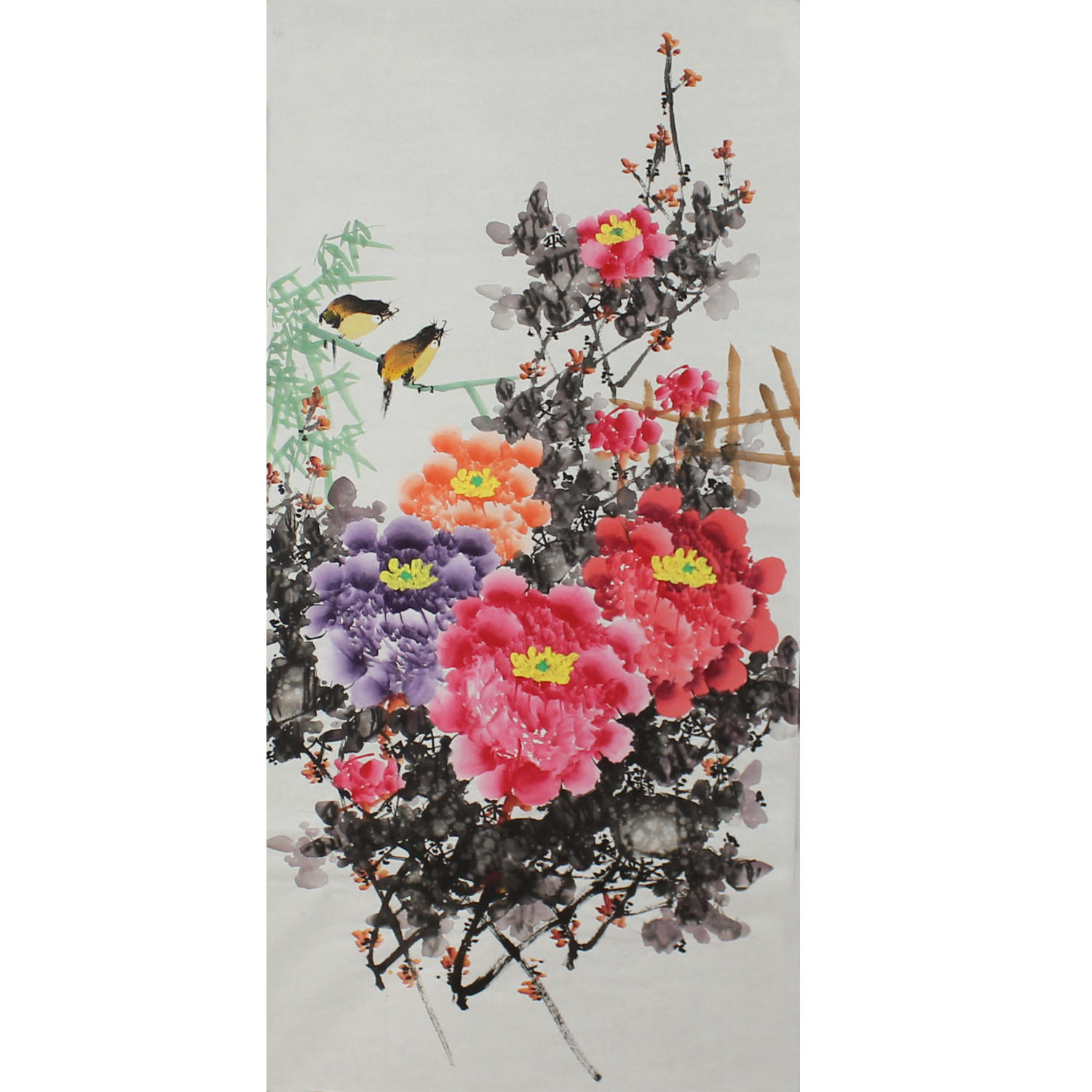 三尺纯手绘国画牡丹画厅室竖幅装饰画玄关花开富贵挂画未裱无框画图片