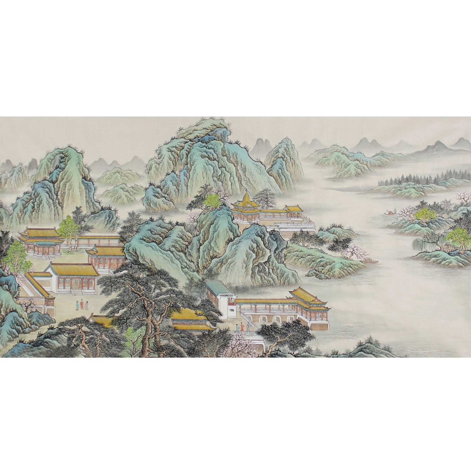 精品四尺纯手绘国画山水画厅室高档装饰画阁楼界画酒店会议室首先