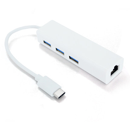 usb3.1网卡 type-C转USB3.0hub+网卡macbook12寸USB网卡hub转换线