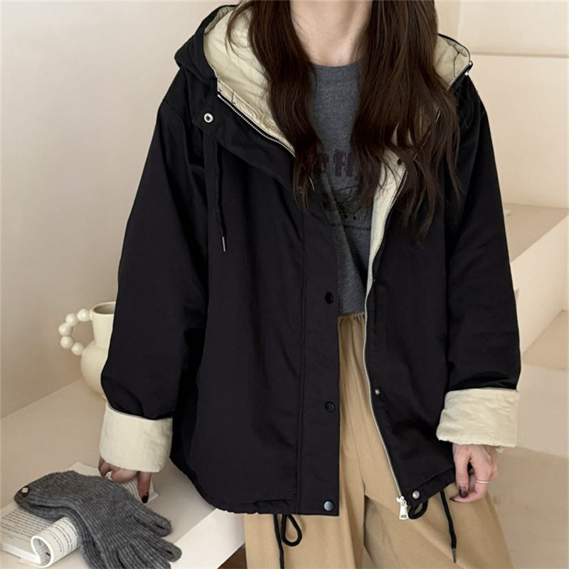 韩版宽松显瘦百搭休闲连帽棉服女