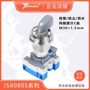 C隔爆型防爆金属旋钮万能转换开关P66防水M30×1.5mm螺纹 JS9080S