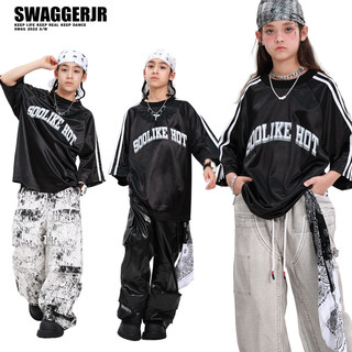 SWAG儿童街舞潮服套装男童嘻哈帅气短袖裤子hiphop街舞演出服夏季