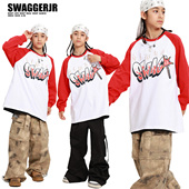 潮流T恤演出服童装 儿童街舞嘻哈潮服嘻哈hiphop潮牌服装 宽松长袖