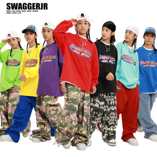 少儿嘻哈潮服基础款 打底T恤春秋街舞hiphop儿童爵士舞演出服 长袖