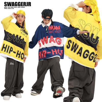 街舞儿童潮服套装酷帅hiphop炸街童装演出服女童时尚嘻哈外套服装