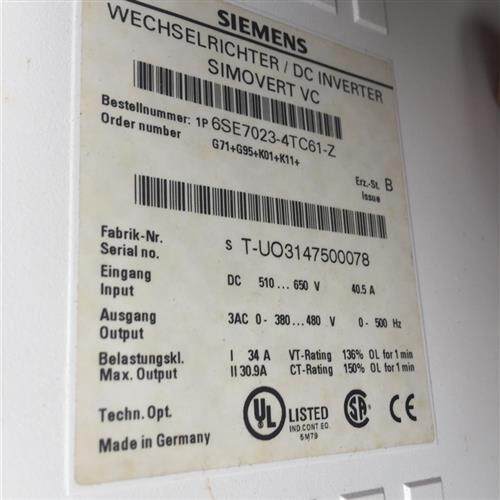 6SE7023-4TC61主驱动IP20 510-650V DC34A 型号功率15kW