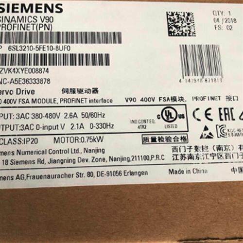 6SL3210-5FE10-8UF0 SINAMICS V90含 PROFINET 输入电压