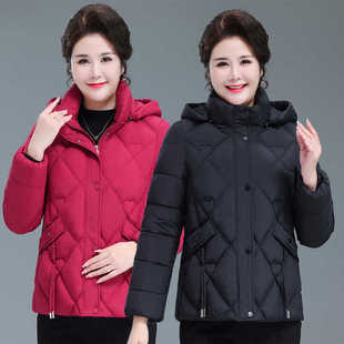 新款棉服妈妈装冬装羽绒棉袄短款外套大码中老年女款活帽棉袄秋冬