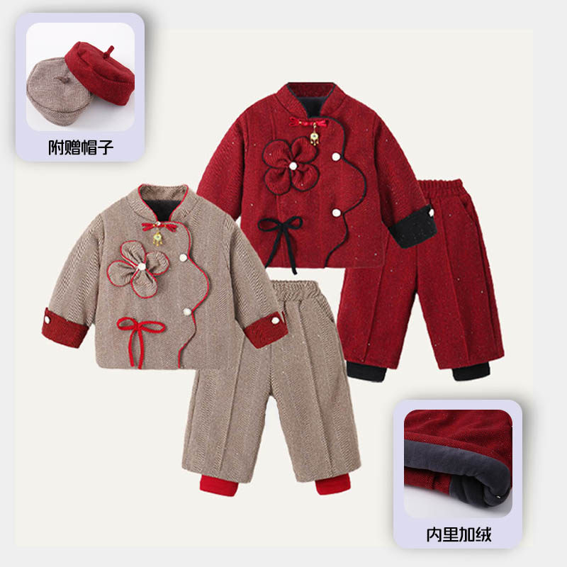 女童国风加绒套装冬季保暖新款儿童时髦冬装女孩拜年服两件套洋气,童装/婴儿装/亲子装,套装,淘宝优惠券,粉丝福利购,淘宝优惠卷