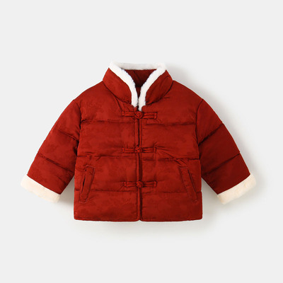 男童冬季加厚保暖棉服2025新款儿童冬装中国风盘扣洋气外套拜年服