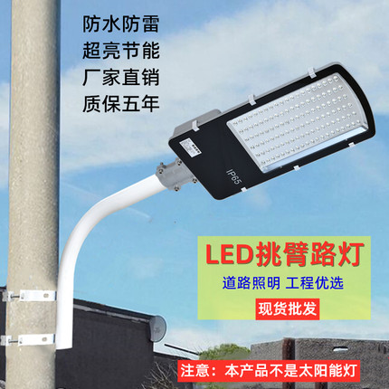 金豆LED挑臂路灯220V户外防水庭院灯小区道路公路市政交通照明灯