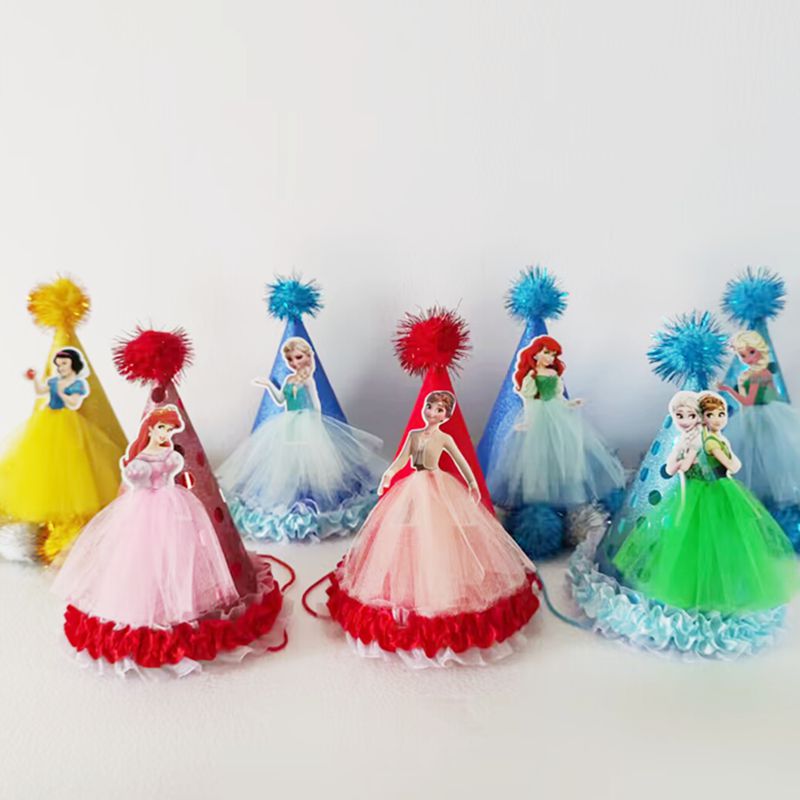艾莎白雪公主美人鱼灰姑娘生日派对用品 FROZEN孩子party纱裙帽子