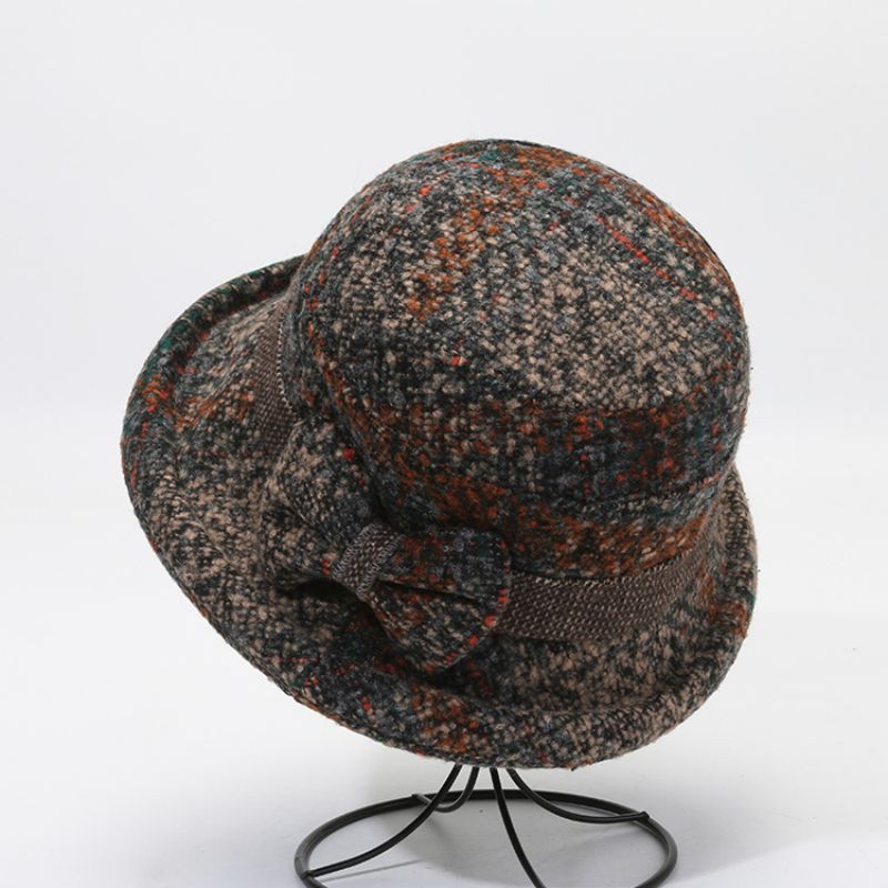 中老年人帽子女秋冬季妈妈毛呢礼帽加厚奶奶布盆帽春秋休闲渔夫帽