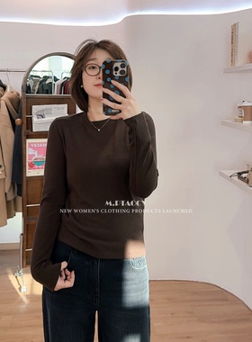 桃桃家-【C琳 直角肩Plus】立体无侧缝显瘦休闲长袖t恤打底衫727