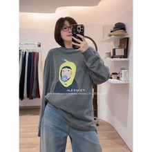 桃桃家-【泡泡糖】100%重磅纯棉 活泼减龄秋冬印花长袖T恤女1129