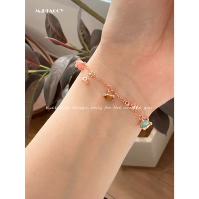 小众轻奢设计彩色宝石手链女