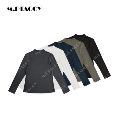 秋冬半高领德绒打底衫女