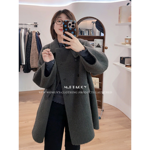 桃桃家-【冬日赴约】全手缝进口面料 秘鲁羊驼毛翻领苏力大衣1110