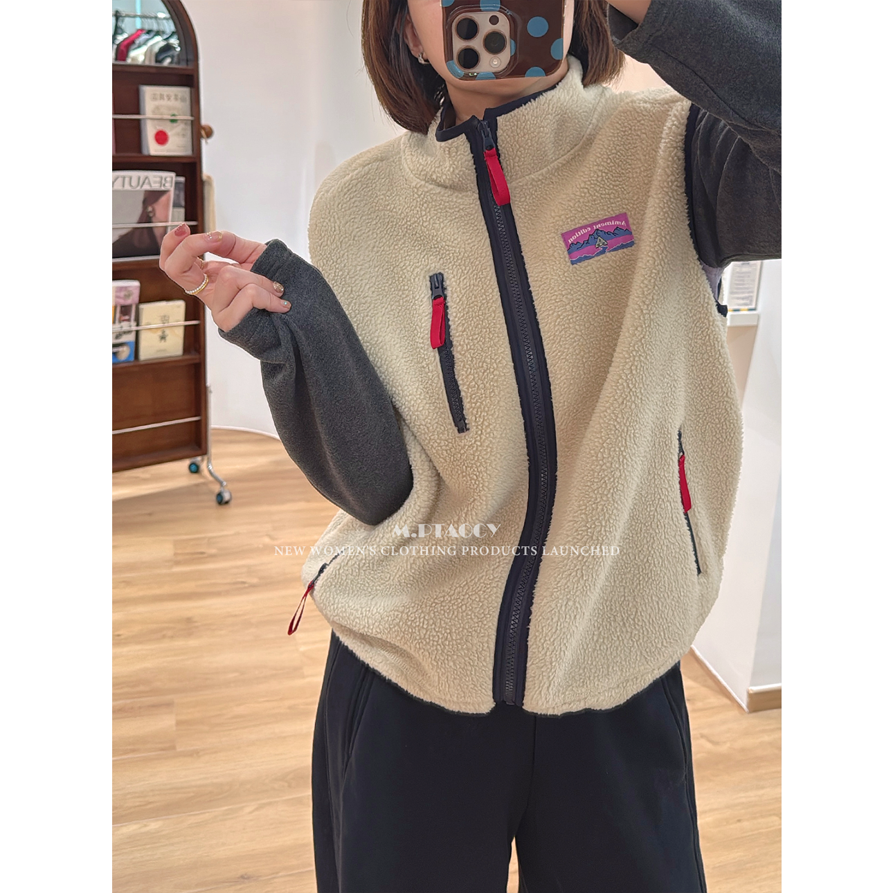 超级保暖立领摇粒绒马甲女