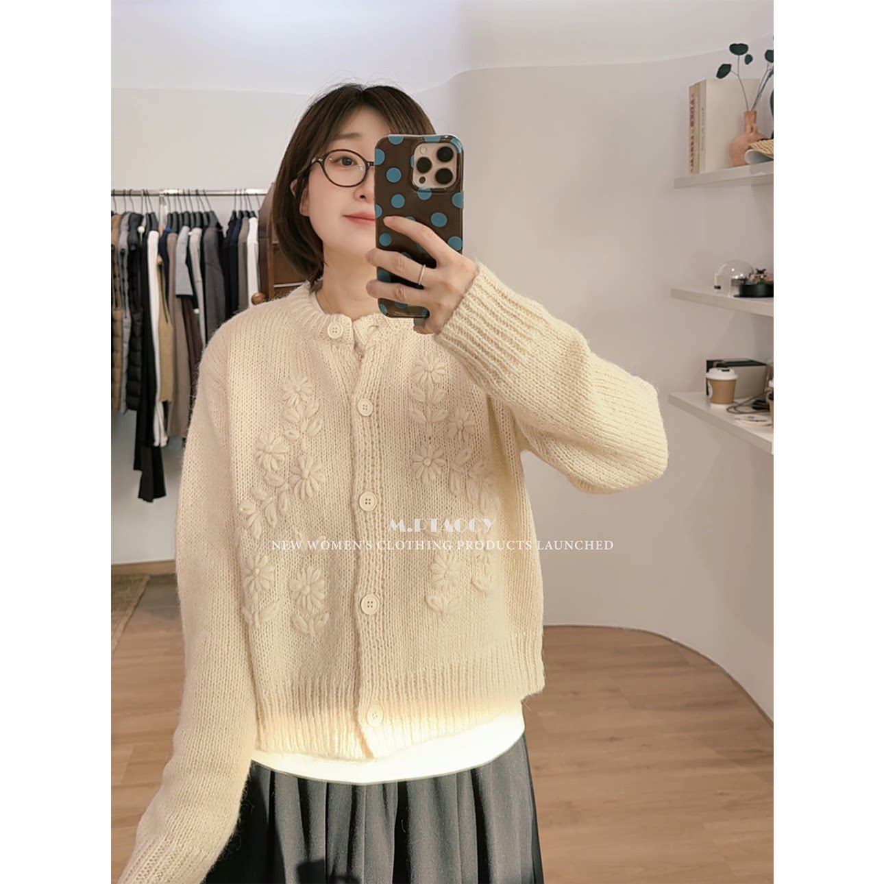 桃桃家-【繁花之梦】超重工立体手工勾花开衫 花朵毛衣外套女1099