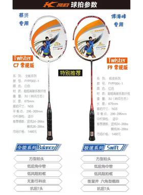 傅海峰蔡赟凯胜羽毛球拍 C7 F9 FYPF004 002 TSF300A 300ti全碳素