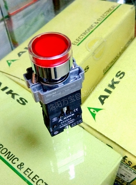AIKS爱克斯按钮开关AS2204-01D/R红带灯不锁12V24V220V一常闭触点