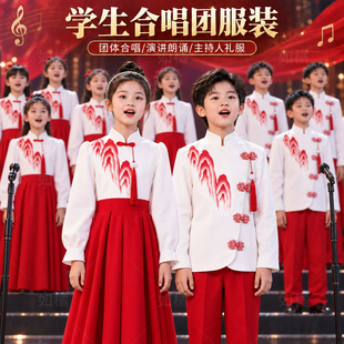 元旦儿童合唱演出服诗歌朗诵比赛中小学生红歌歌唱祖国表演服装