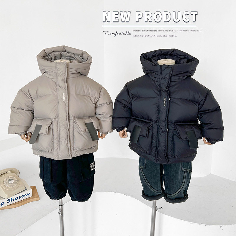 风之谷2024冬季新款童装儿童韩版加厚连帽羽绒服男童时尚鸭绒外套