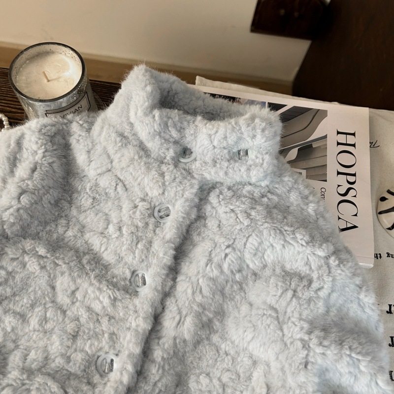 韩版女童羊羔毛外套2025冬