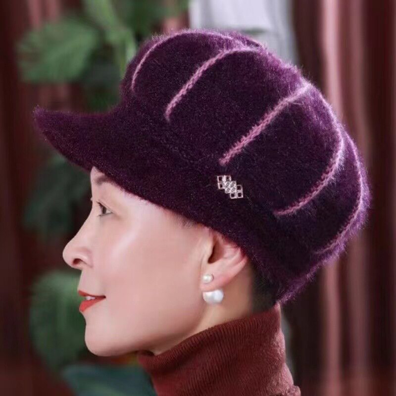 冬季老人帽子女时尚百搭中老年妈妈针织帽加绒保暖奶奶毛线帽亲肤