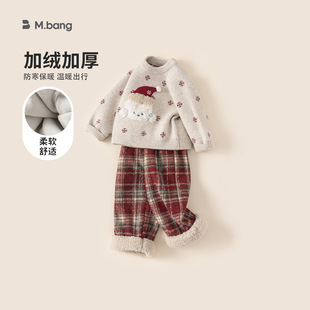 宥宝童装女童套装圣诞氛围加厚毛衣格子裤儿童两件套冬季小童衣服