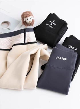 新品女童打底裤裤黑色瑜伽裤儿童鲨鱼裤秋冬加厚大童加绒裤子外穿