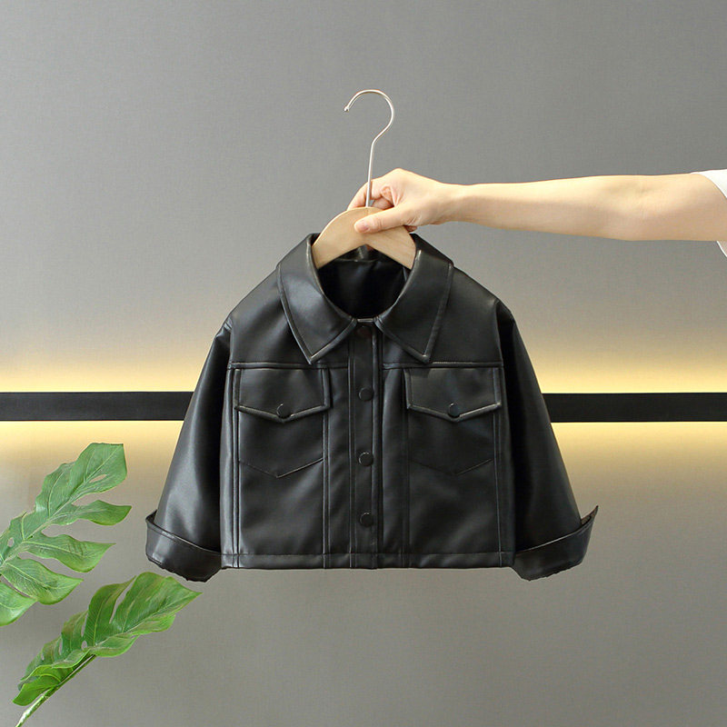 女童机车风皮衣外套2025秋新款中大儿童韩版复古夹克时髦短款上衣