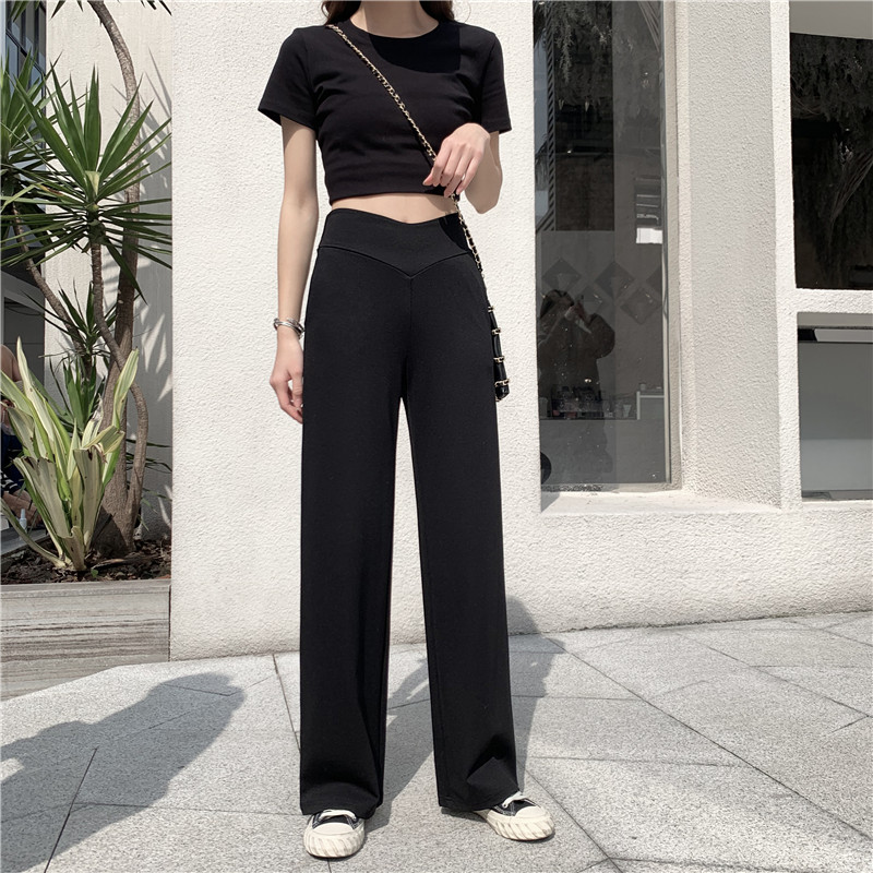 黑色阔腿裤女夏高腰垂感直筒宽松2021年春秋新款休闲坠感拖地长裤|ruв категории Женская одежда, брюки, брюки - от Buy2taobao.com для оказания профессиональной услуги покупки агента Taobao