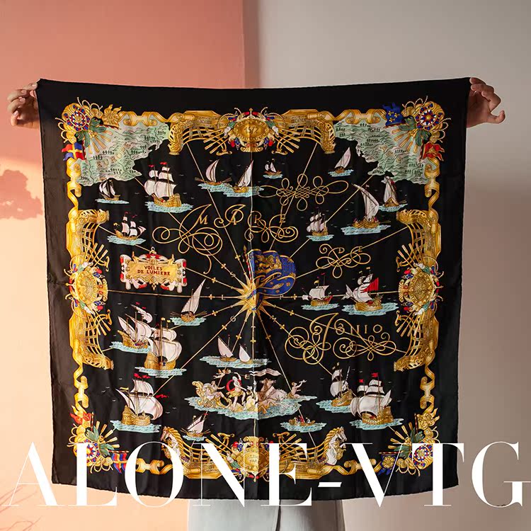 hermes°®ÂíÊË·«´¬Í¼°¸ÕæË¿Ë¿½í vintage ÖйŠ¶þÊÖ