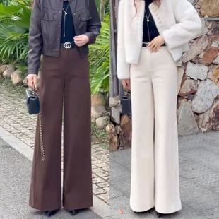 女冬季 遮肉显瘦休闲裤 新款 老钱风宽松高腰大甩裤 厚款 羊毛呢阔腿裤
