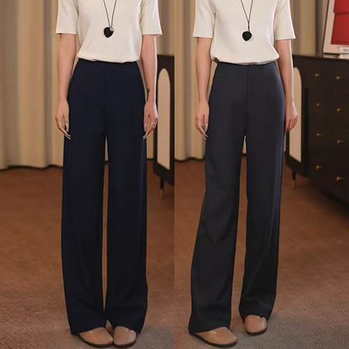 灰色西装阔腿裤女2025新款高腰裤