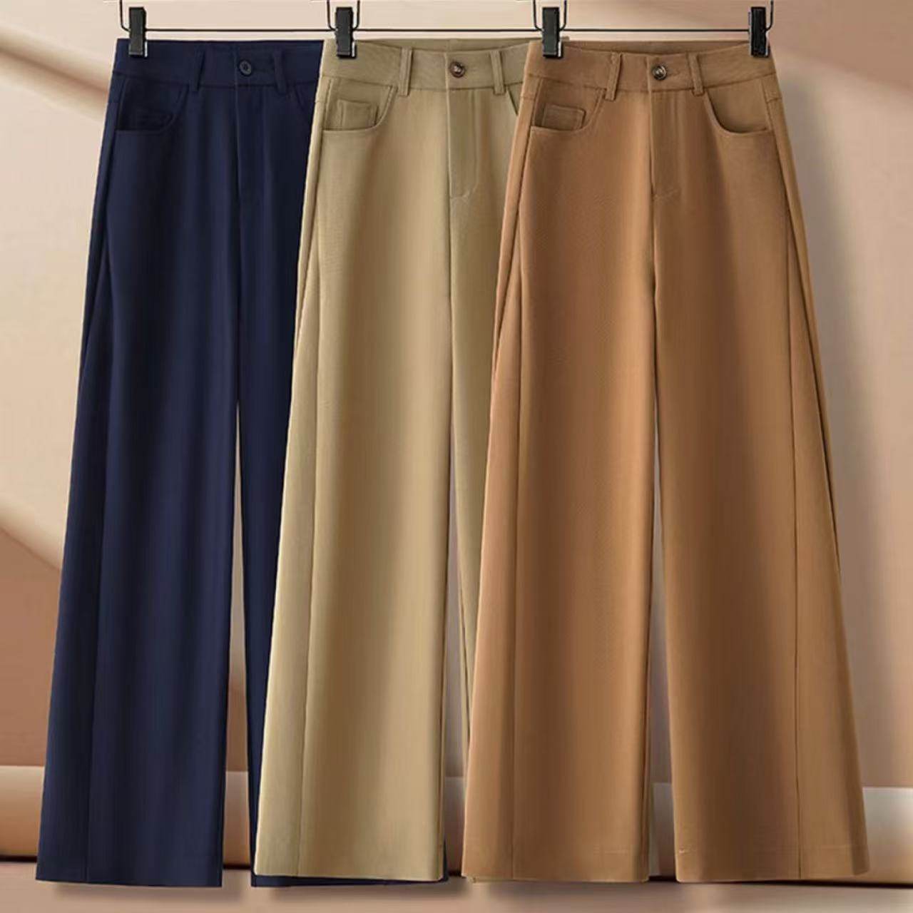 高腰阔腿裤女2025秋季新款垂感宽松大码女裤显瘦百搭高级感西装裤