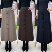 A字直筒裙中长款 洋气百搭盘扣款 裙子 妈妈裙半身裙中年时尚 秋冬款