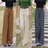 垂坠感时尚 2026春夏新款 宽松休闲裤 女天丝醋酸裤 送腰带 高腰阔腿裤
