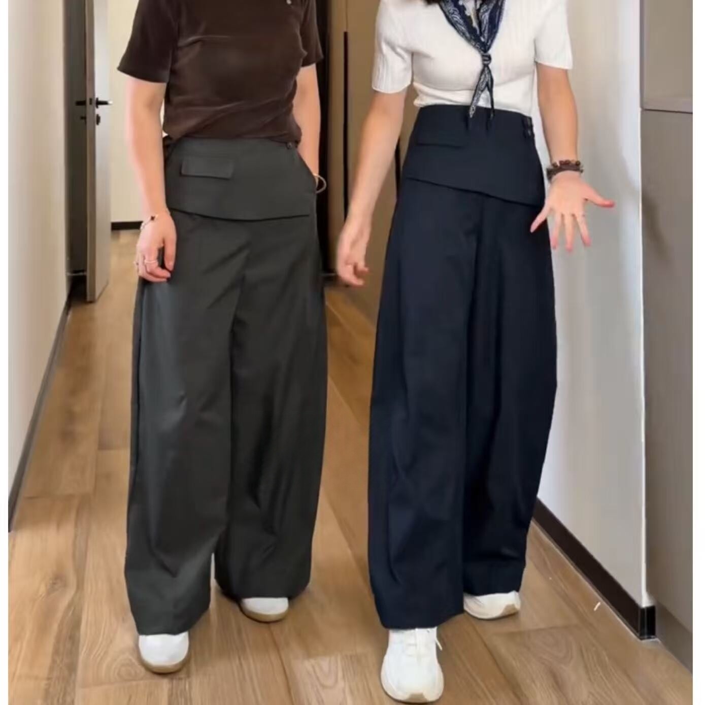 屁帘裤2026秋季新款弯刀裤女宽松遮胯休闲裤垂感气质款高腰阔腿裤