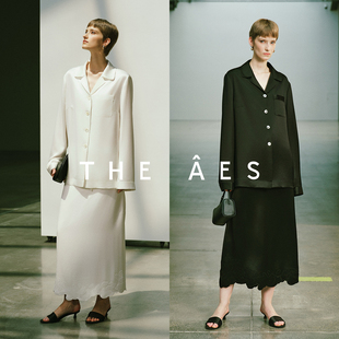 安上THE AES｜寂境生花 典藏静奢舒适醋酸衬衫上衣/贴布绣半裙