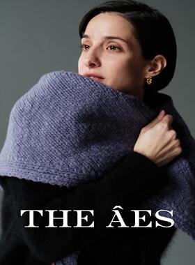 安上THE AES慵懒温暖 限定美丽奴羊毛大肚花式纱ROW三角围巾披肩