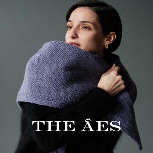 安上THE AES慵懒温暖 限定美丽奴羊毛大肚花式纱ROW三角围巾披肩