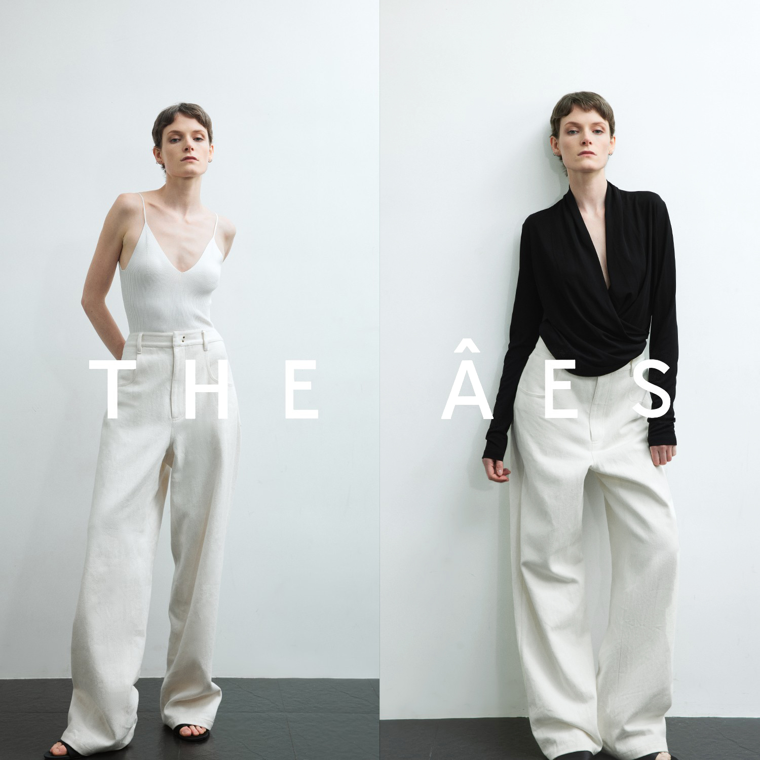 安上时装汉麻牛仔阔腿中腰牛仔裤